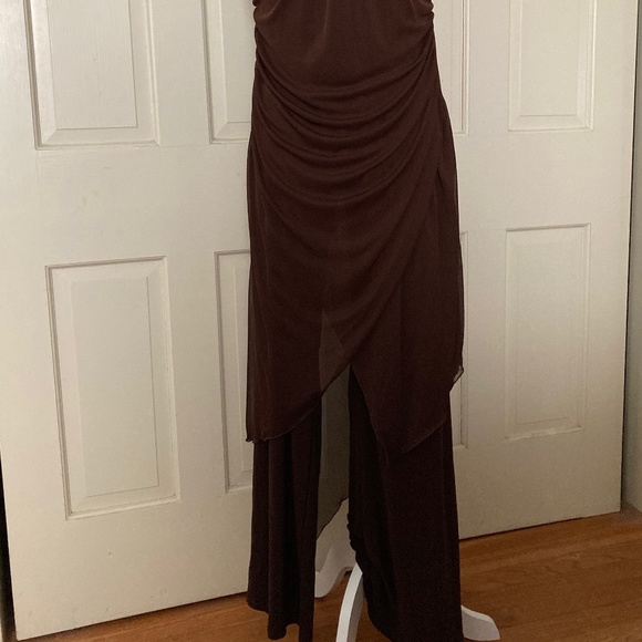 Boston Proper Brown Shirred Overlay Jumpsuit NEW Size 14 - Picture 3 of 16